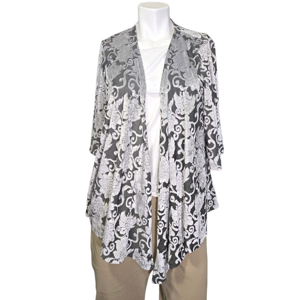 Knox Rose Womens Open Front Waterfall Jacket Size Medium Boho Soft 3/4 Sleeve